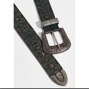 NWT Free People Outlaw Embossed Belt / Fiji Jade